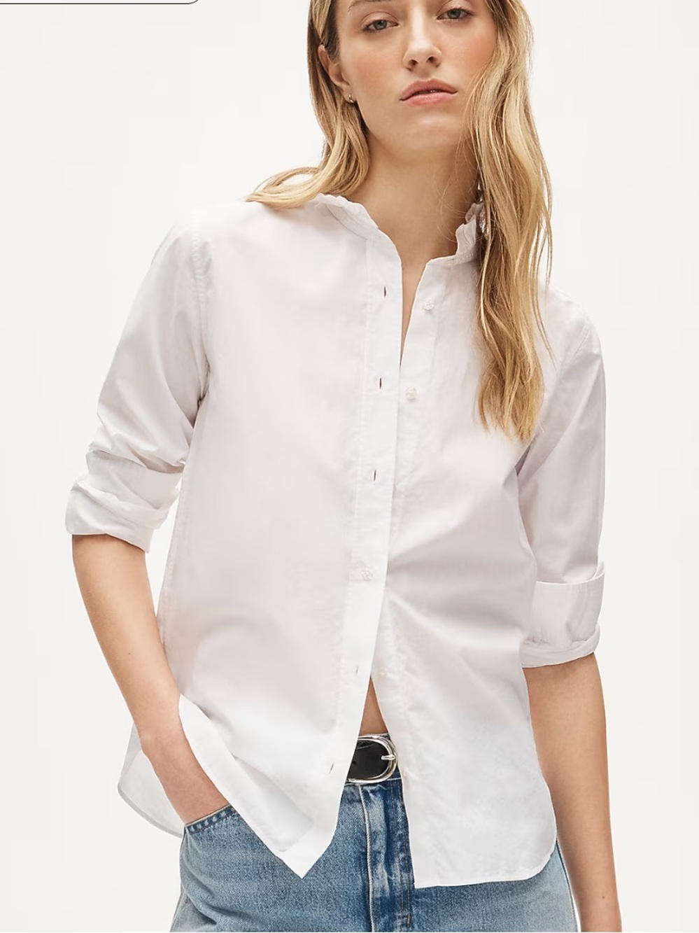 J crew white Jules ruffle-collar shirt in cotton poplin - Picture 1 of 4